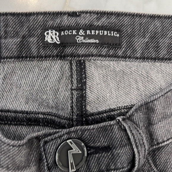 Rock & REPUBLIC Vintage SKINNY LEGGING JEANS grey black distressed wash size 24 - Picture 2 of 10